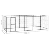 vidaXL Outdoor Dog Kennel Steel 12.1 m²