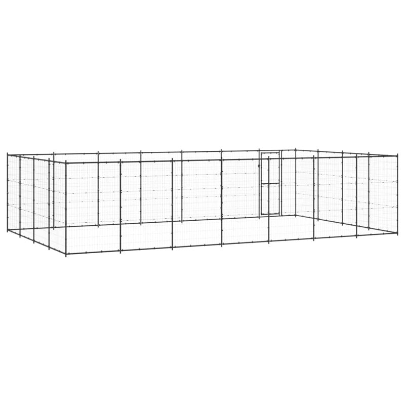 vidaXL Outdoor Dog Kennel Steel 33.88 m²