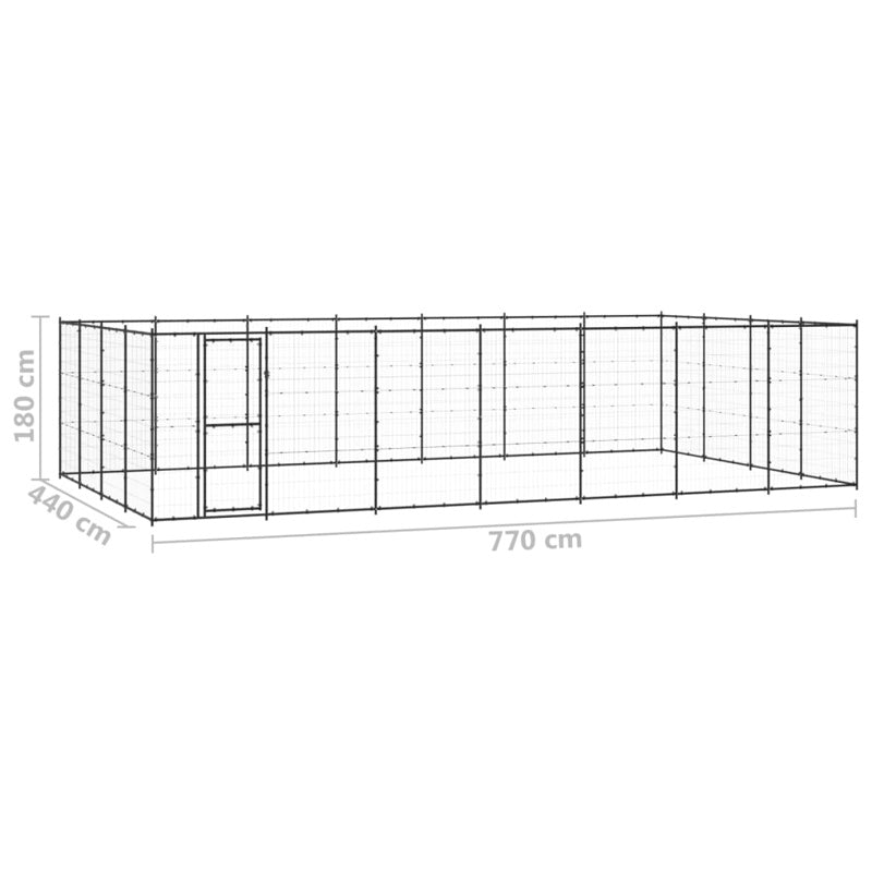 vidaXL Outdoor Dog Kennel Steel 33.88 m²