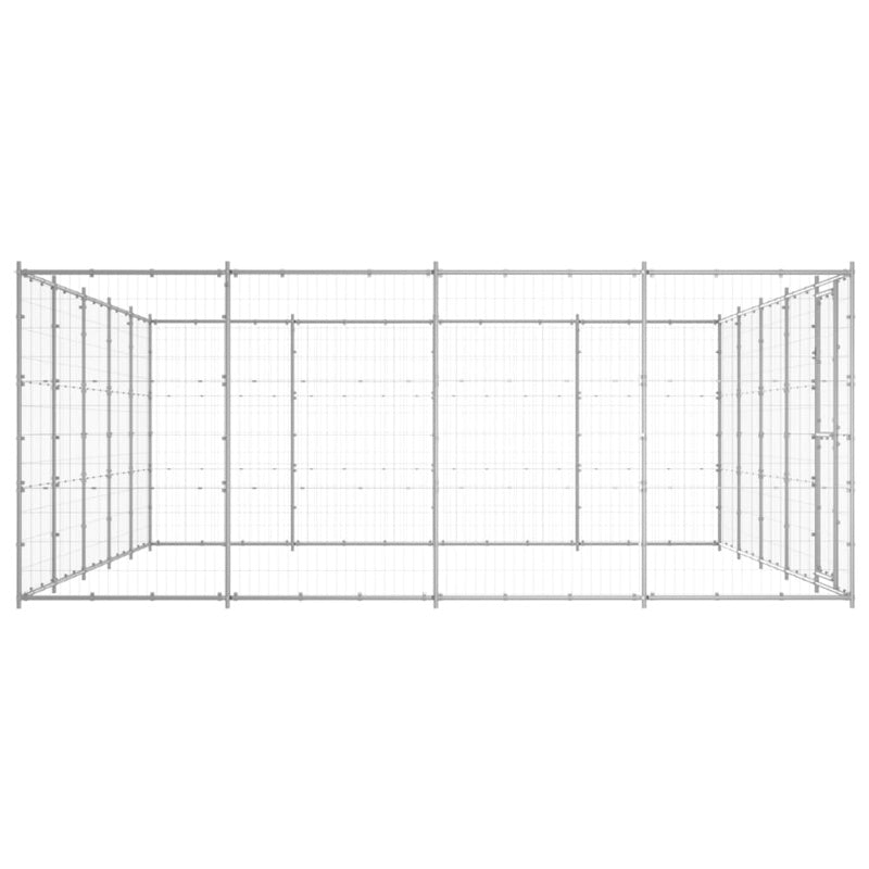 vidaXL Outdoor Dog Kennel Galvanised Steel 24.2 m²