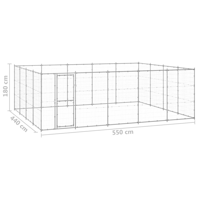 vidaXL Outdoor Dog Kennel Galvanised Steel 24.2 m²