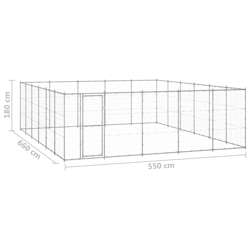 vidaXL Outdoor Dog Kennel Galvanised Steel 36.3 m²