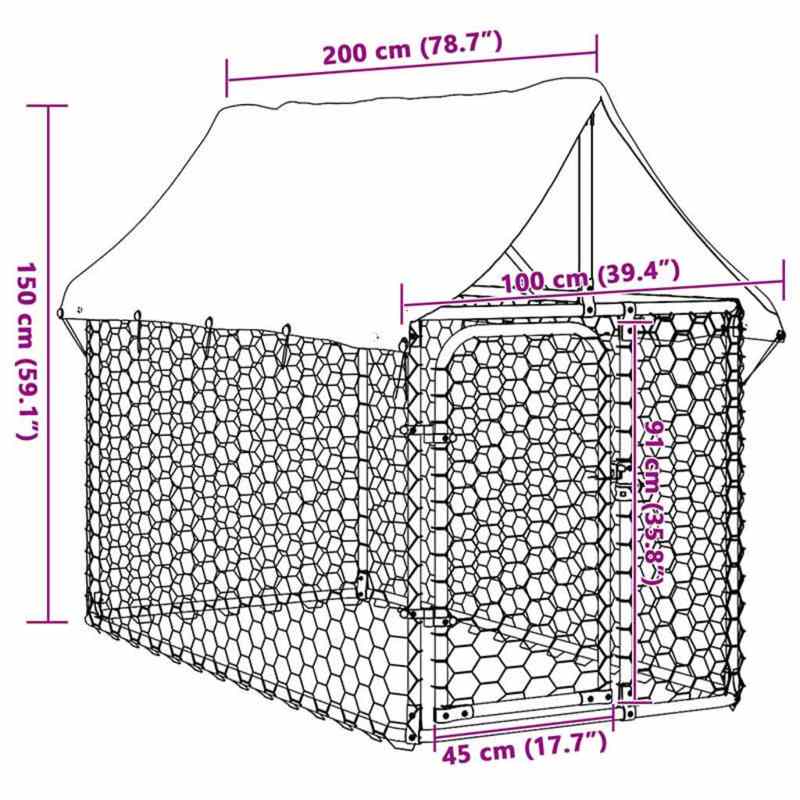 vidaXL Outdoor Dog Kennel with Roof 200x100x150 cm