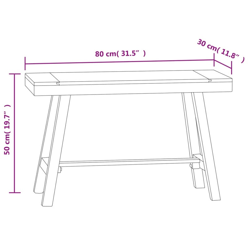 vidaXL Bench 80 cm Solid Wood Teak