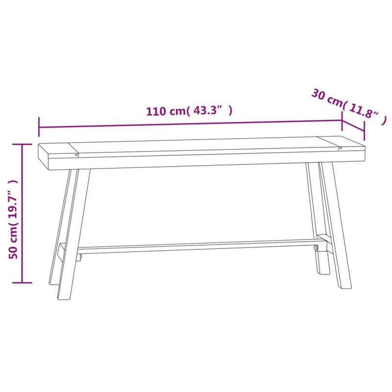 vidaXL Bench 110 cm Solid Wood Teak