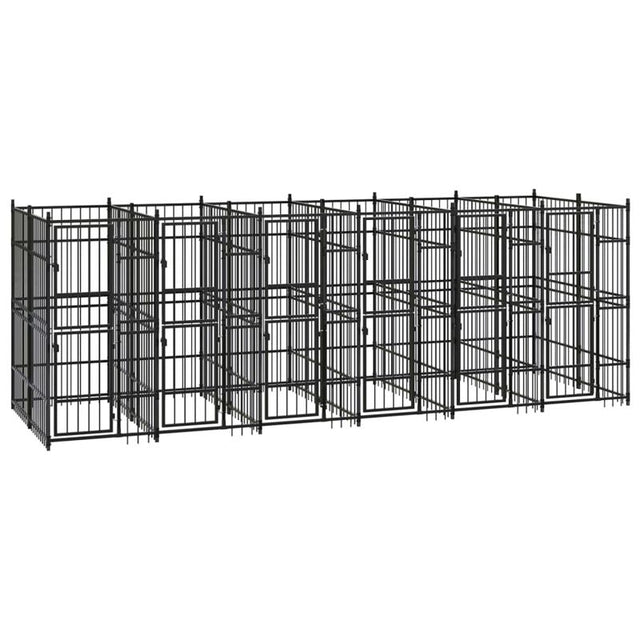 vidaXL Outdoor Dog Kennel Steel 11.06 m²