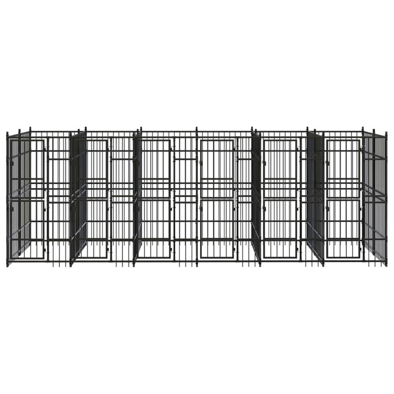 vidaXL Outdoor Dog Kennel Steel 11.06 m²