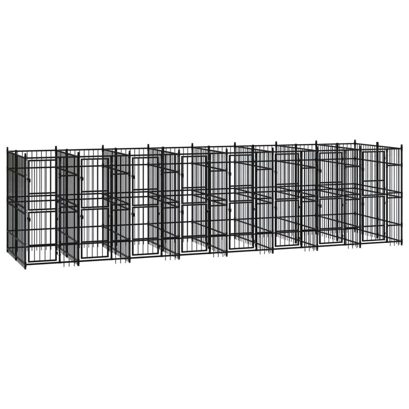 vidaXL Outdoor Dog Kennel Steel 14.75 m²