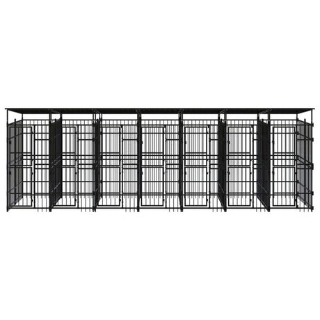 vidaXL Outdoor Dog Kennel with Roof Steel 12.9 m²