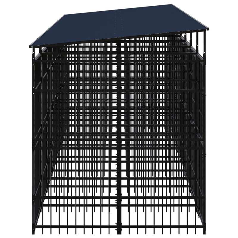 vidaXL Outdoor Dog Kennel with Roof Steel 12.9 m²