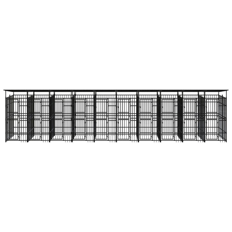 vidaXL Outdoor Dog Kennel with Roof Steel 18.43 m²