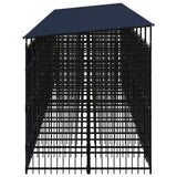 vidaXL Outdoor Dog Kennel with Roof Steel 18.43 m²