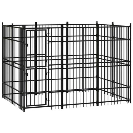 vidaXL Outdoor Dog Kennel Steel 5.53 m²