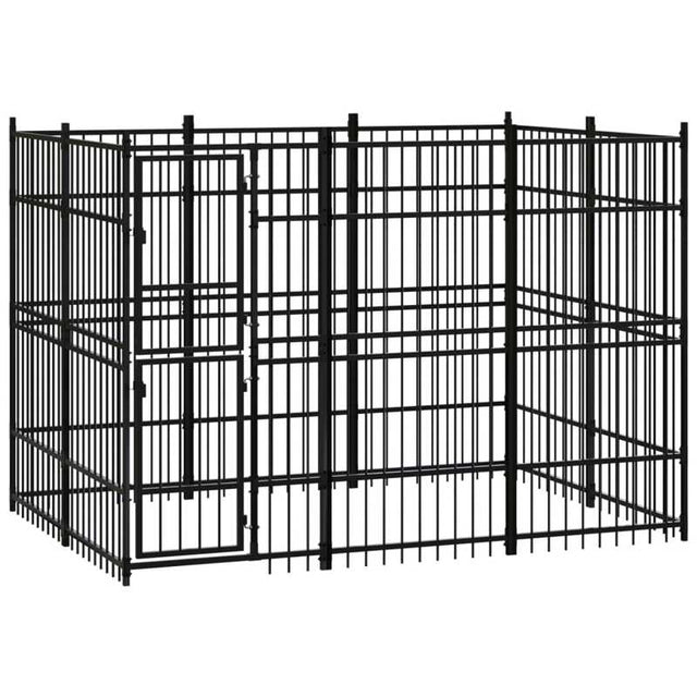 vidaXL Outdoor Dog Kennel Steel 5.53 m²