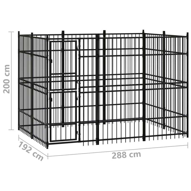 vidaXL Outdoor Dog Kennel Steel 5.53 m²