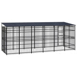 vidaXL Outdoor Dog Kennel with Roof Steel 11.06 m²