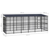 vidaXL Outdoor Dog Kennel with Roof Steel 11.06 m²