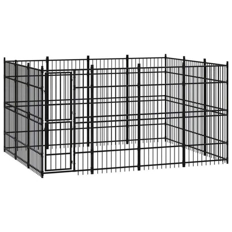 vidaXL Outdoor Dog Kennel Steel 11.06 m²