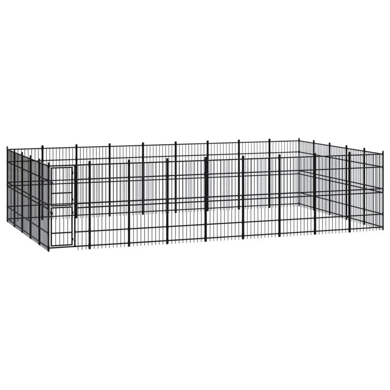 vidaXL Outdoor Dog Kennel Steel 41.47 m²