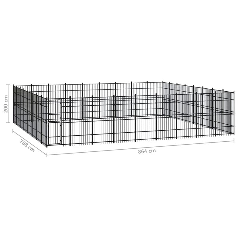 vidaXL Outdoor Dog Kennel Steel 66.36 m²