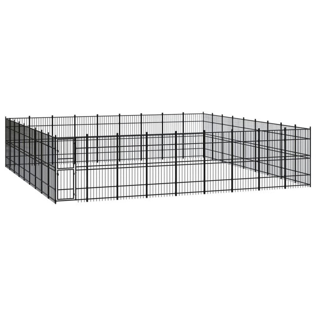 vidaXL Outdoor Dog Kennel Steel 74.65 m²