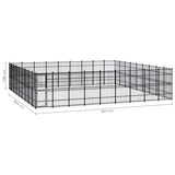 vidaXL Outdoor Dog Kennel Steel 74.65 m²