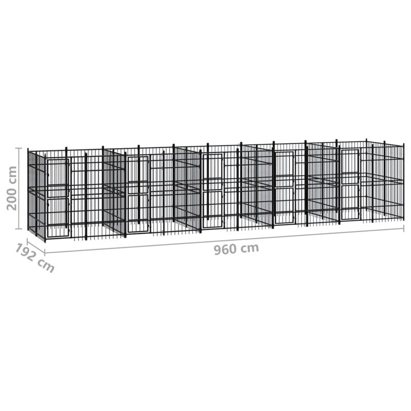 vidaXL Outdoor Dog Kennel Steel 18.43 m²