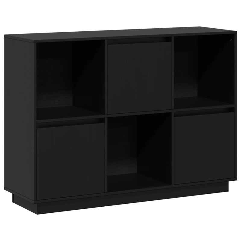 vidaXL Sideboard Black 110.5x35x80 cm Solid Wood Pine