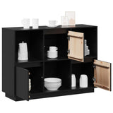 vidaXL Sideboard Black 110.5x35x80 cm Solid Wood Pine