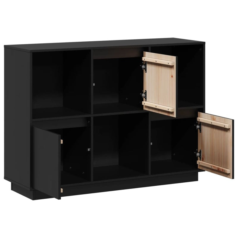 vidaXL Sideboard Black 110.5x35x80 cm Solid Wood Pine