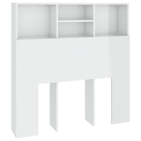 vidaXL Headboard Cabinet High Gloss White 100x19x103.5 cm