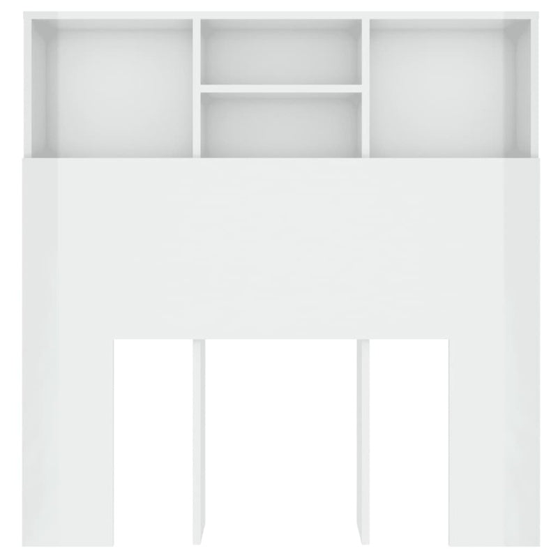 vidaXL Headboard Cabinet High Gloss White 100x19x103.5 cm