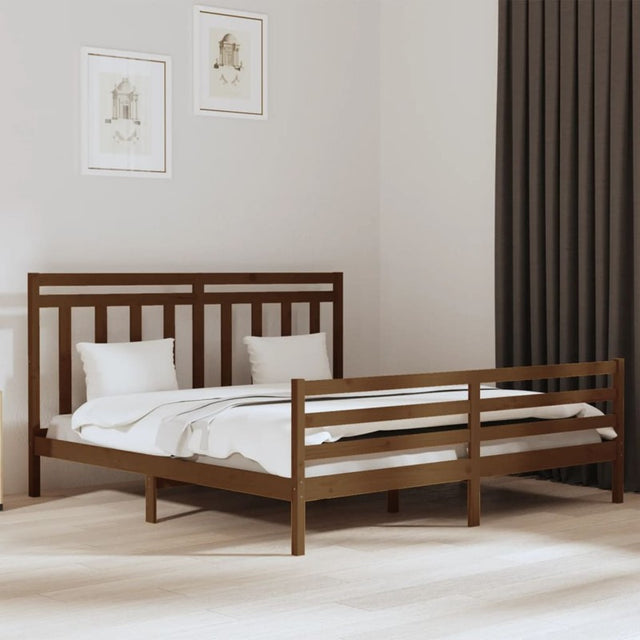 \vidaXL Bed Frame without Mattress Honey Brown 200x200 cm Solid Wood