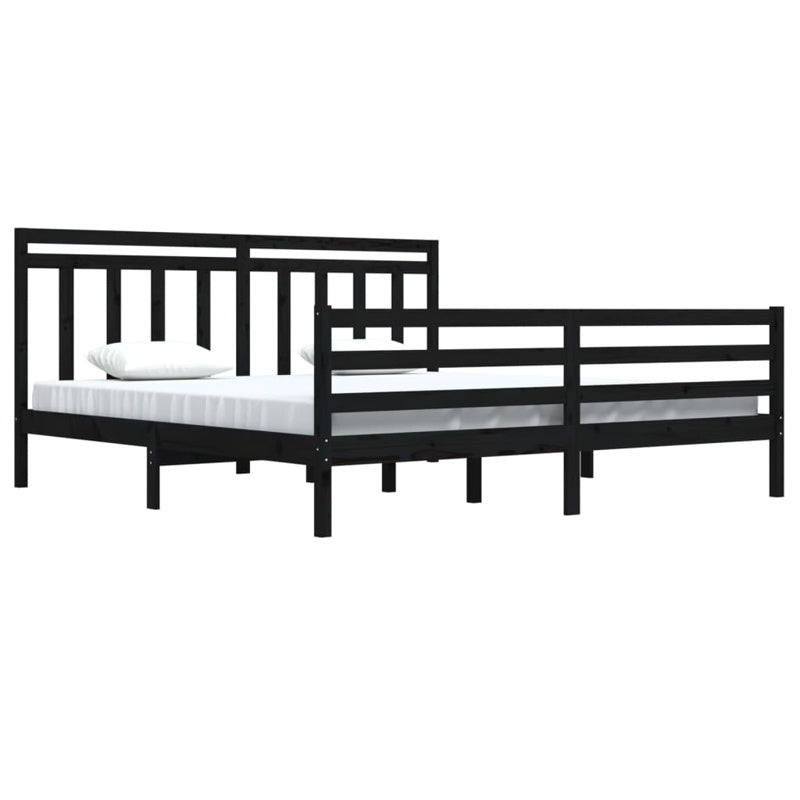 \vidaXL Bed Frame without Mattress Black 200x200 cm Solid Wood