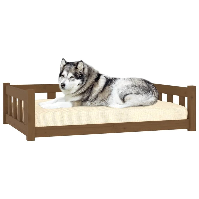 vidaXL Dog Bed Honey Brown 105.5x75.5x28 cm Solid Wood Pine