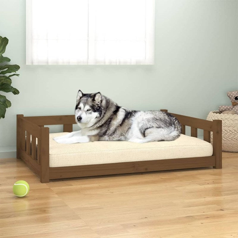 vidaXL Dog Bed Honey Brown 105.5x75.5x28 cm Solid Wood Pine