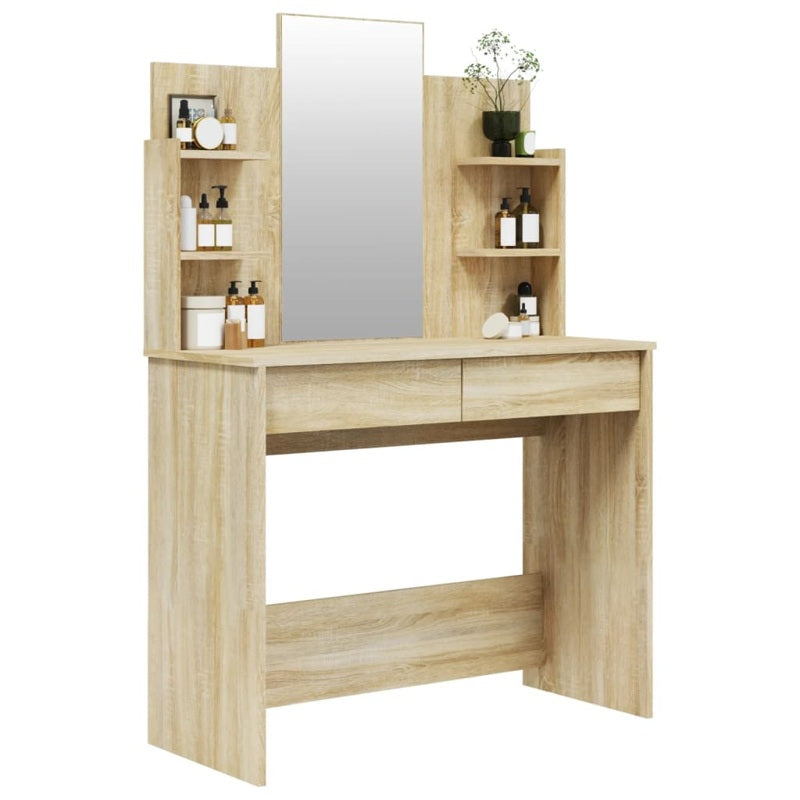 vidaXL Dressing Table with Mirror Sonoma Oak 96x40x142 cm