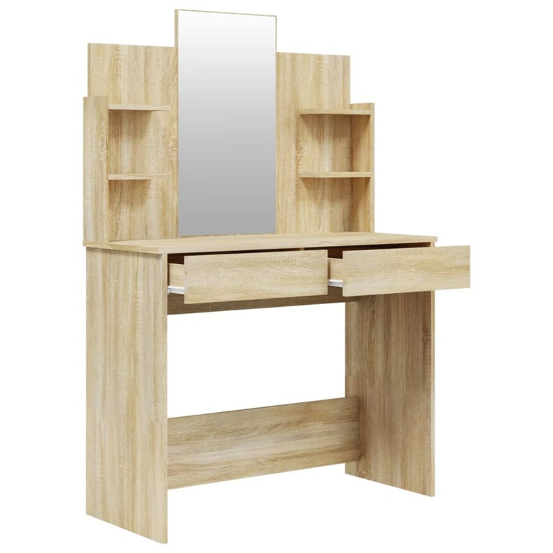 vidaXL Dressing Table with Mirror Sonoma Oak 96x40x142 cm