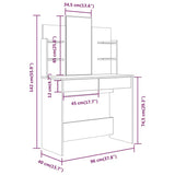 vidaXL Dressing Table with Mirror Sonoma Oak 96x40x142 cm