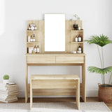 vidaXL Dressing Table with Mirror Sonoma Oak 96x40x142 cm