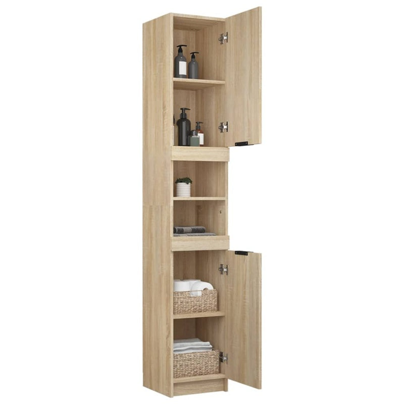 vidaXL Bathroom Cabinet Sonoma Oak 32x34x188.5 cm Engineered Wood