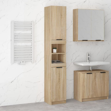 vidaXL Bathroom Cabinet Sonoma Oak 32x34x188.5 cm Engineered Wood