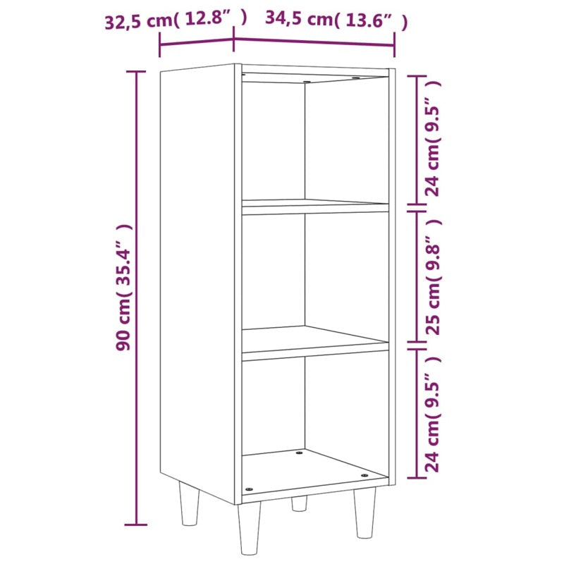 vidaXL Sideboard High Gloss White 34.5x32.5x90 cm Engineered Wood