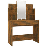 vidaXL Dressing Table with LED Smoked Oak 96x40x142 cm