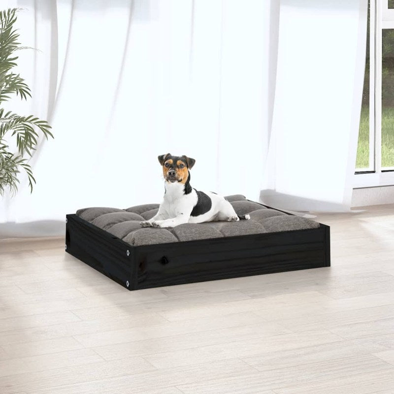 vidaXL Dog Bed Black 51.5x44x9 cm Solid Wood Pine