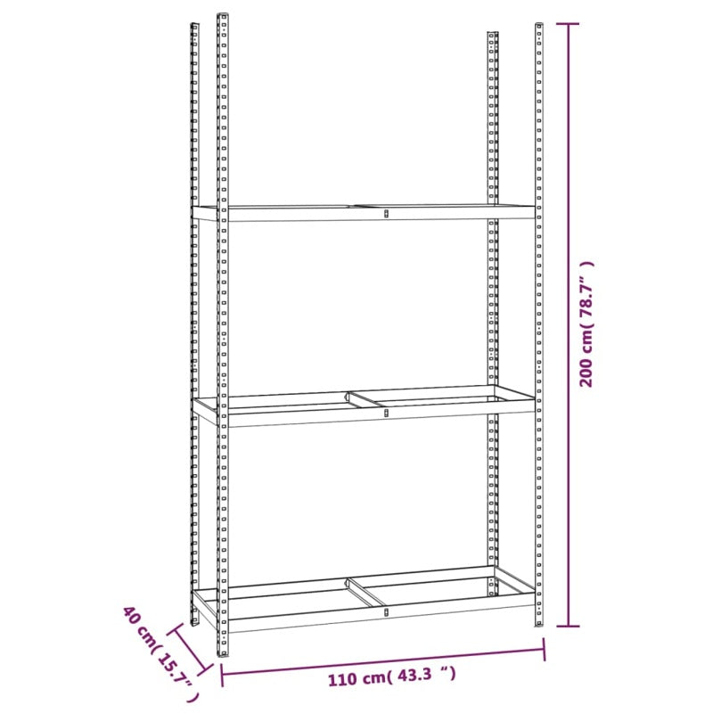 vidaXL 3-Layer Tire Rack Silver 110x40x200 cm Steel