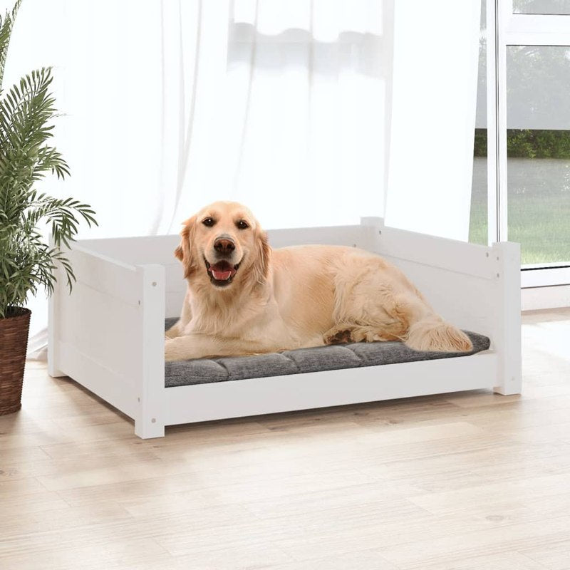 vidaXL Dog Bed White 75.5x55.5x28 cm Solid Pine Wood