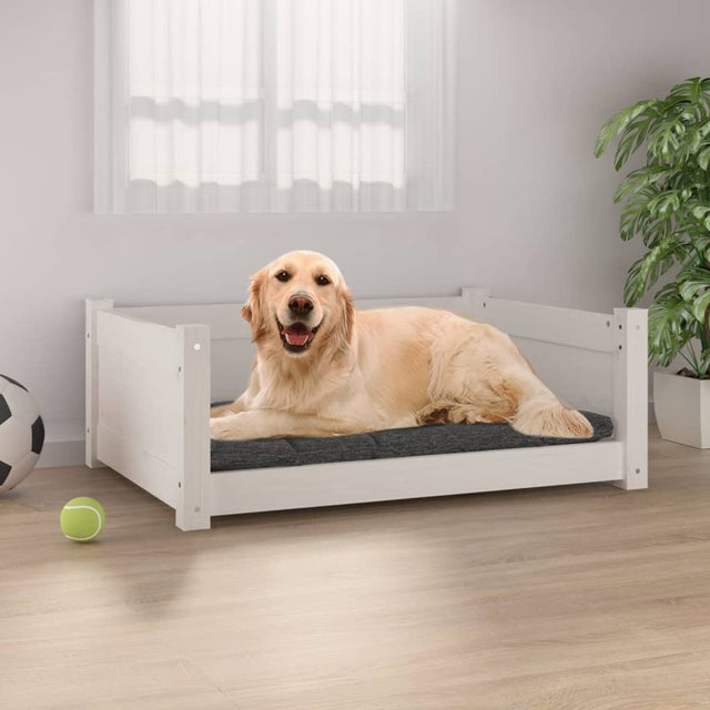 vidaXL Dog Bed White 75.5x55.5x28 cm Solid Pine Wood