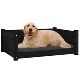 vidaXL Dog Bed Black 75.5x55.5x28 cm Solid Pine Wood