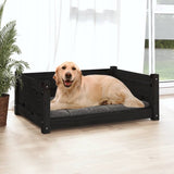 vidaXL Dog Bed Black 75.5x55.5x28 cm Solid Pine Wood